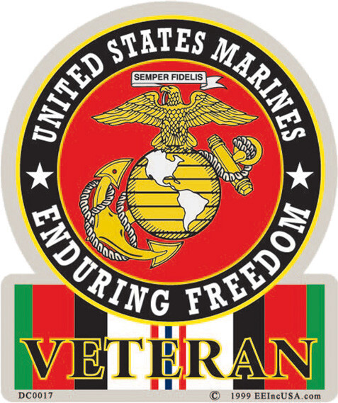 3"X4" VINYL PRESS AND STICK WEATHER RESISTANT USMC ENDURING FREEDOM DECAL
