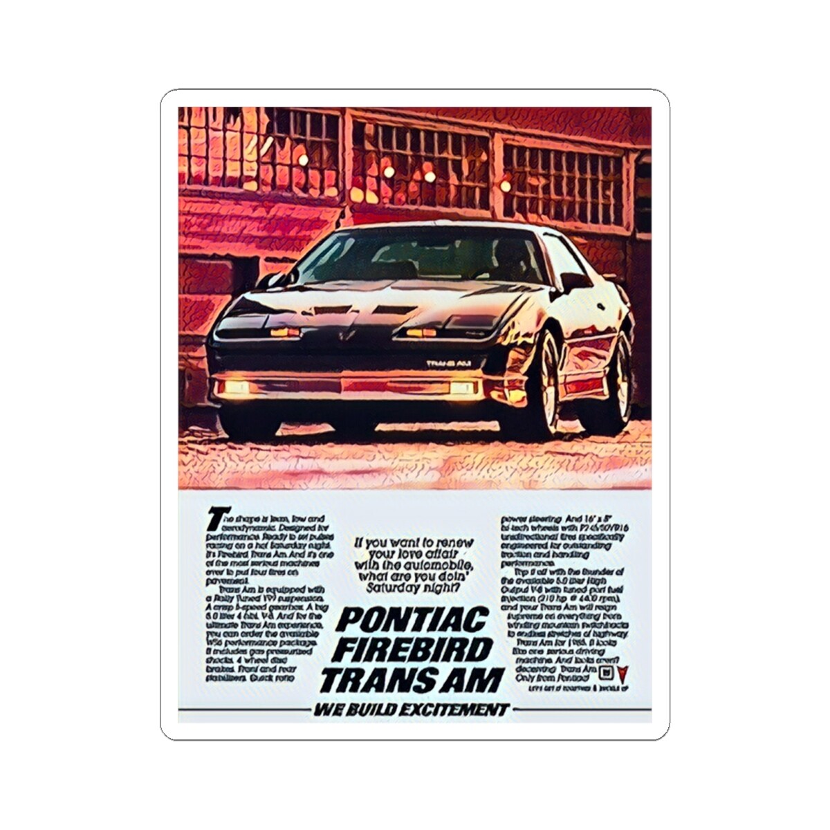 Pontiac Firebird Trans Am Kiss-Cut Stickers | Car Enthusiast Vinyl Decal Indoor