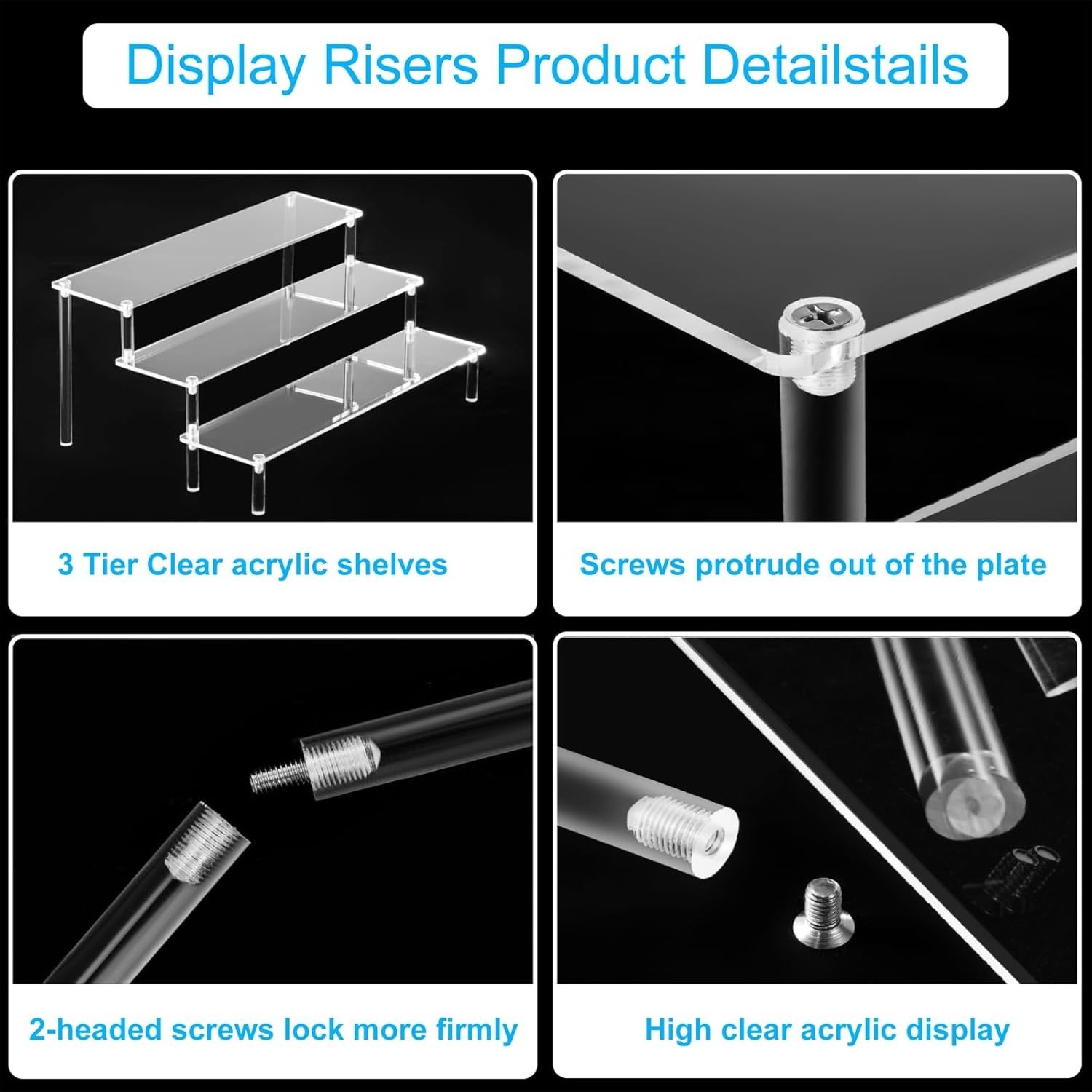 Large Acrylic Display Risers, Perfume Stand Organizer, Clear Acrylic Shelf Riser