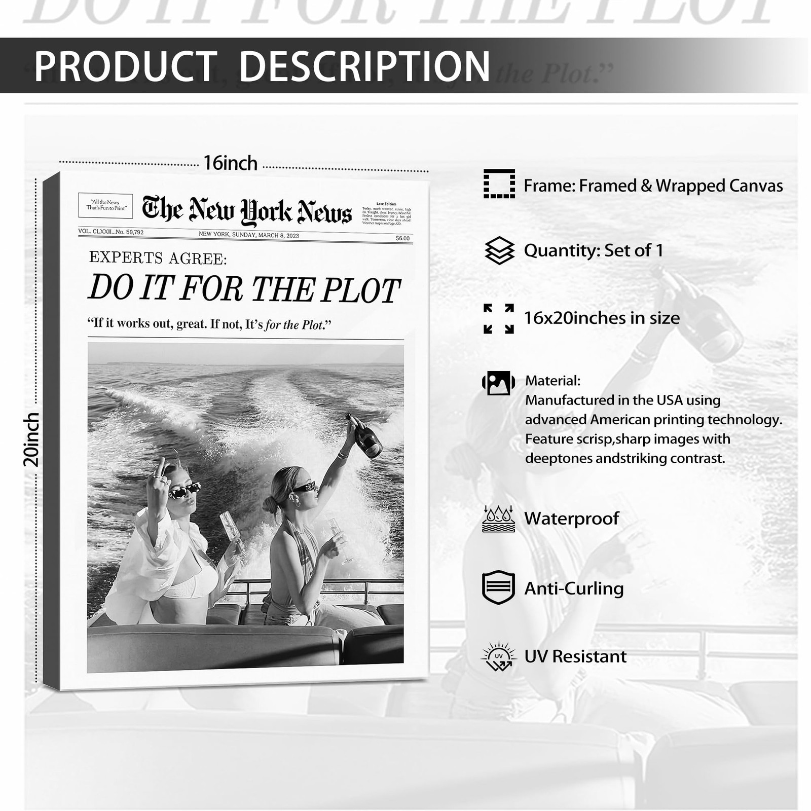Aesthetic Trendy Newspaper Wall Art 16×20 Vintage Do It For The Plot Magazine…