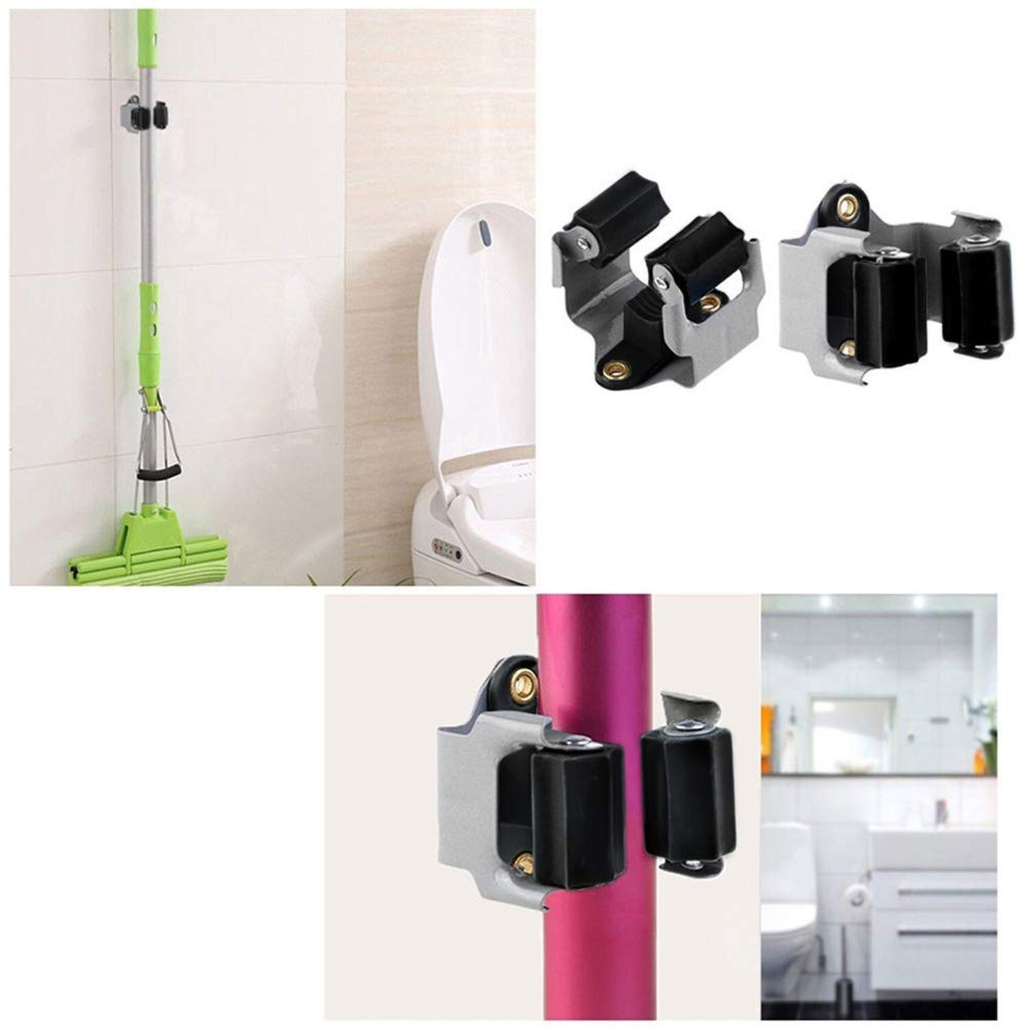 Broom Holder Wall Mount 10 Pack Heavy Duty Metal Mop Broomstick Sho… Fast Ship