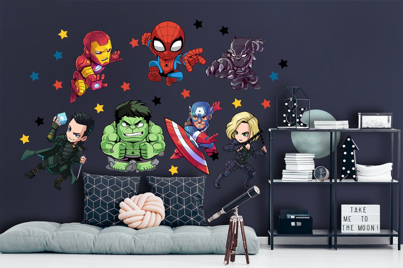 Avengers Superhero Hulk Spiderman Iron Man Captain America Wall Decal Sticker