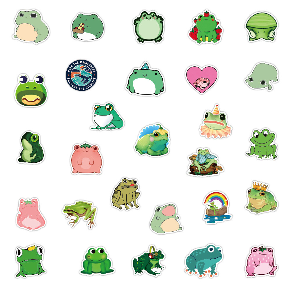 100Pcs Frog Cartoon Sticker for Adults Teens Girls Scrapbooking Water Bottles