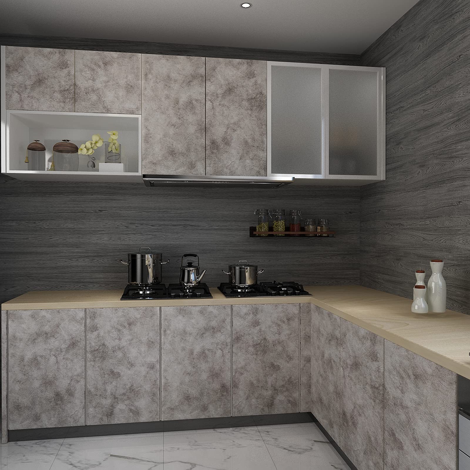 354"×16" Concrete Contact Paper Peel Stick Wallpaper, Gray Cement Matte Tex