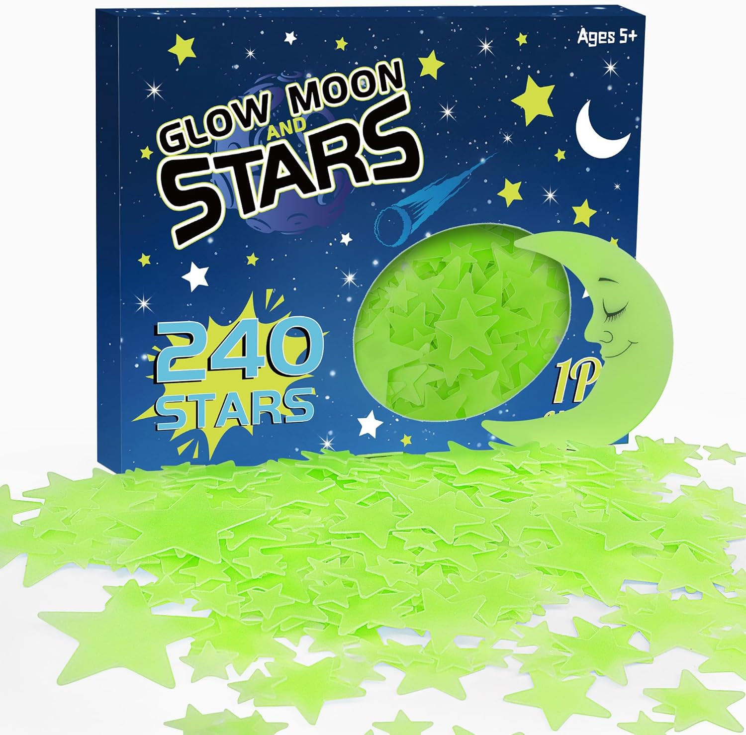 241PCS Glow in the Dark Stars Stickers for Ceiling Wall Room Decor – Green