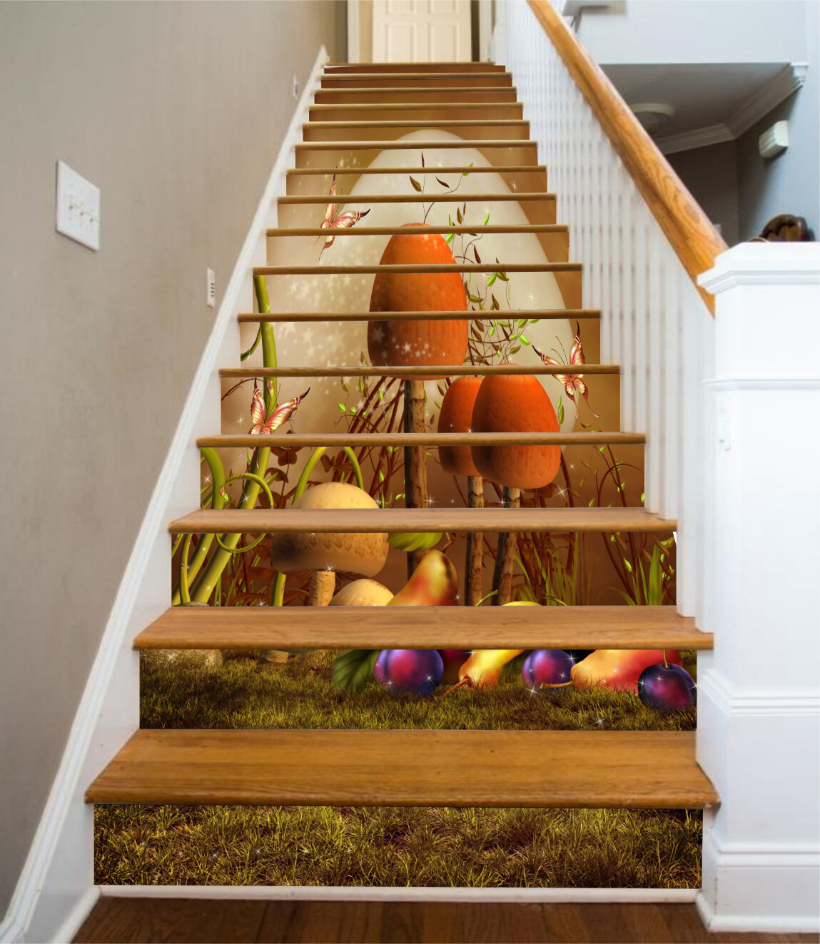 3D Mushroom Fruit ZHU449 Stair Risers Decoration Photo Mural Vinyl Wallpaper Amy