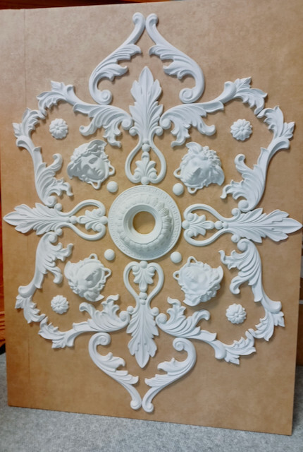 WD 10 Ceiling Mirror Rose Alabaster Gypsum Stucco Handmade 57 X 77 Cm