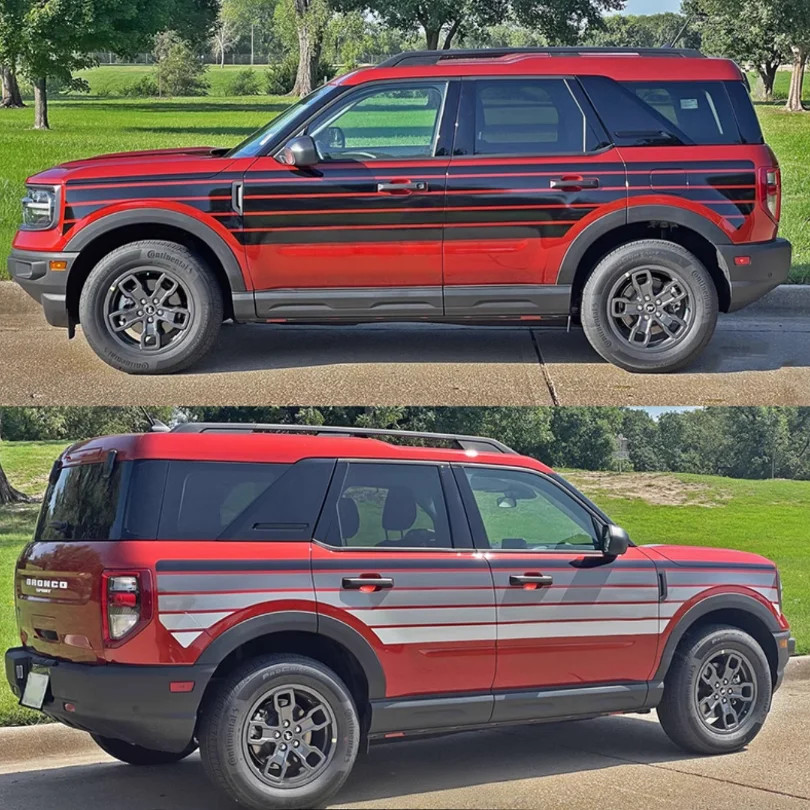 Aftermarket Retro Sunset Stripe Decal Kit for Ford Bronco Sport | Hood & Waist L