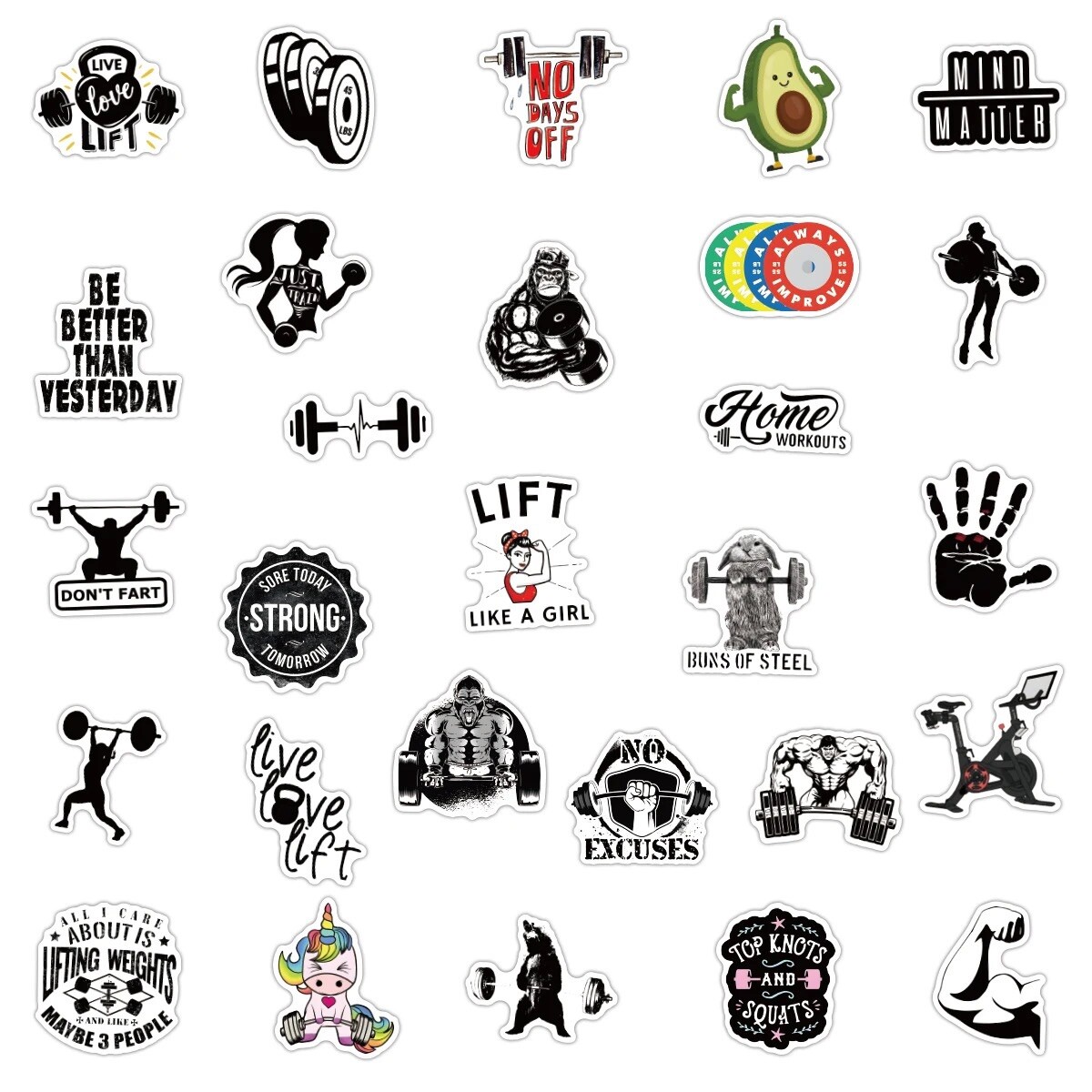 20 Random Work Out Stickers Gym Athletic Decals Laptop Hydro Yeti Free Shipping!