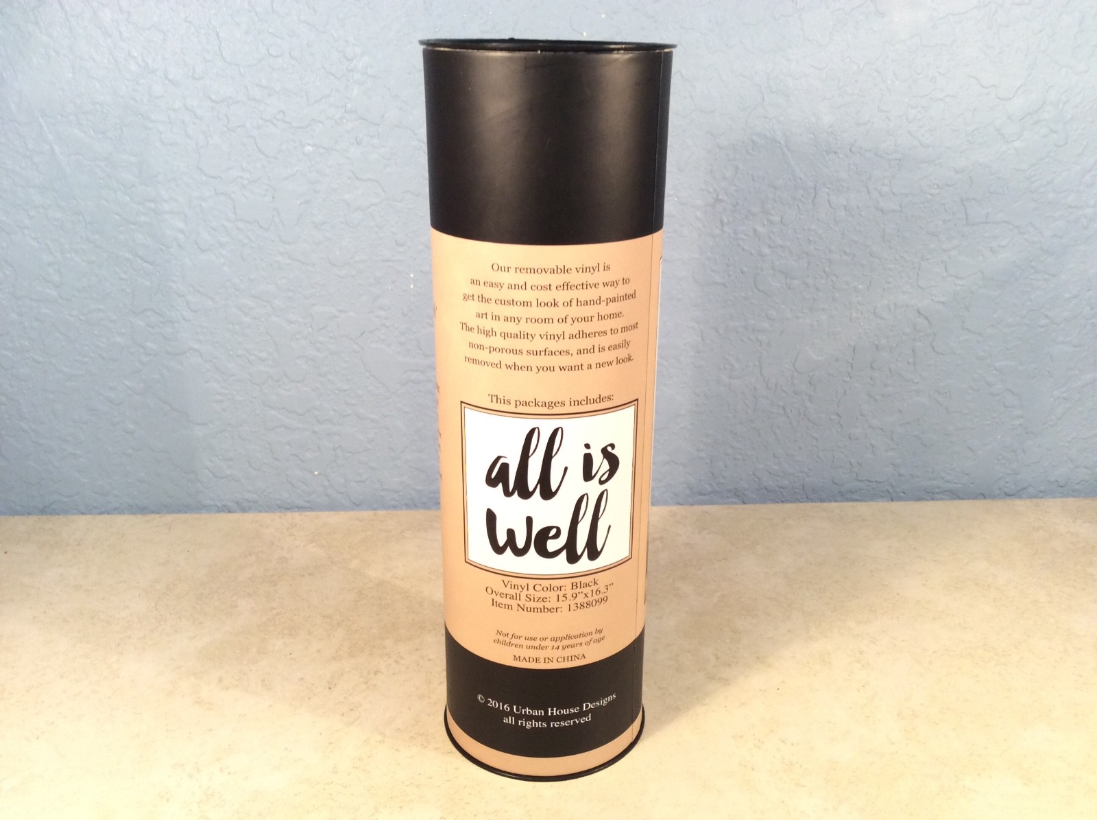 URBAN HOUSE DESIGN Vinyl Black Wall Art ‘ALL IS WELL’ W/Application Instructions