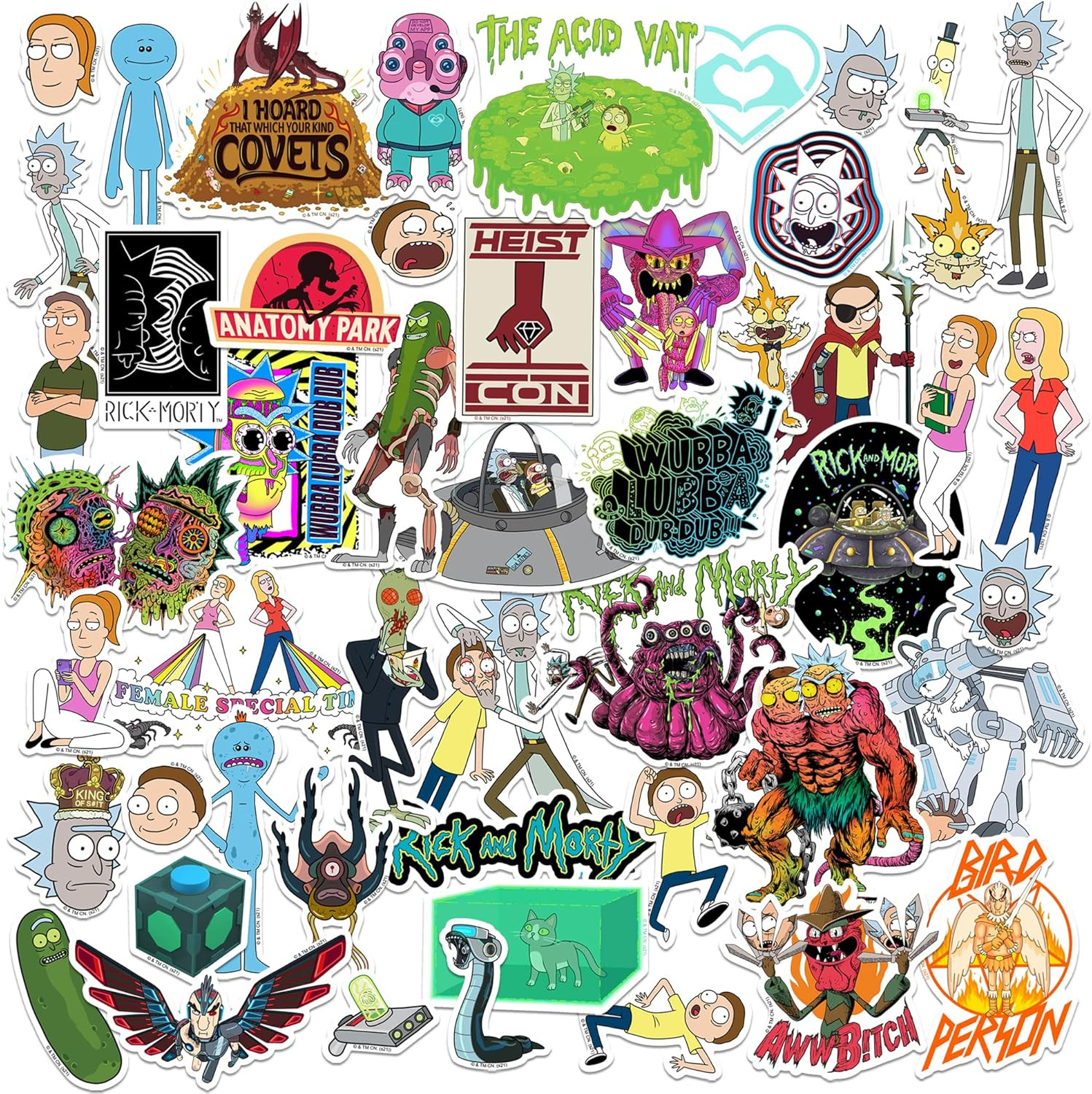 Rick and Morty Sticker Pack Die Cut Vinyl Large Deluxe Stickers Variety Pack – L