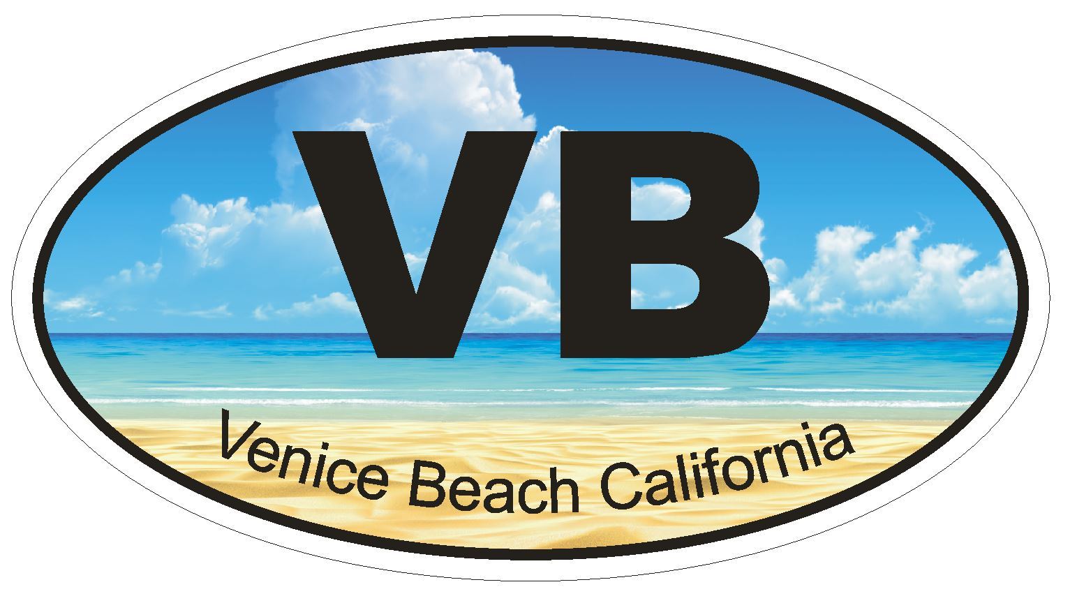 Venice Beach California Oval Bumper Sticker or Helmet Sticker D1218 Euro Oval