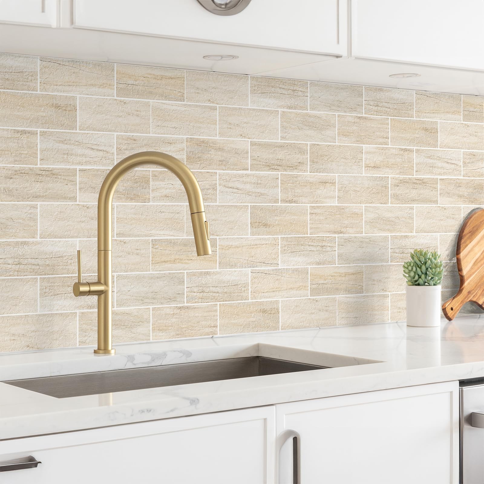 Azulejos Adhesivos Estilo Metro Beige Y Gris Para Bano Pack De 100 Lujo