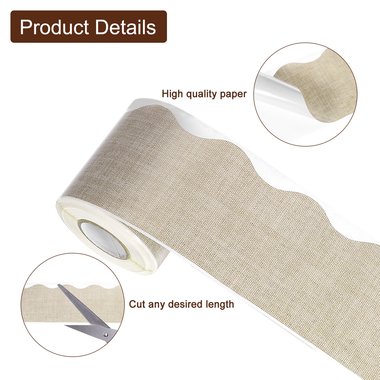 Bulletin Board Border, 65.6Ft x 2.75Inch Classroom Border Trim Burlap Edge