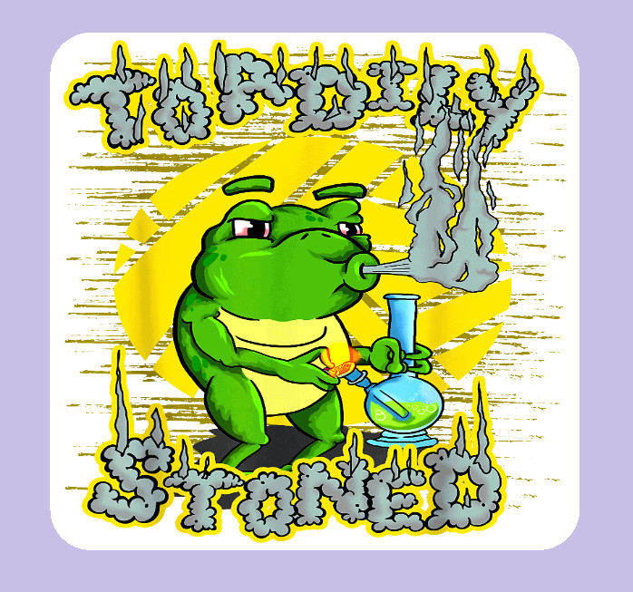Toadally Stoned Frog 420 Sticker Weatherproof Vinyl UV Cannabis Weed Marijuana