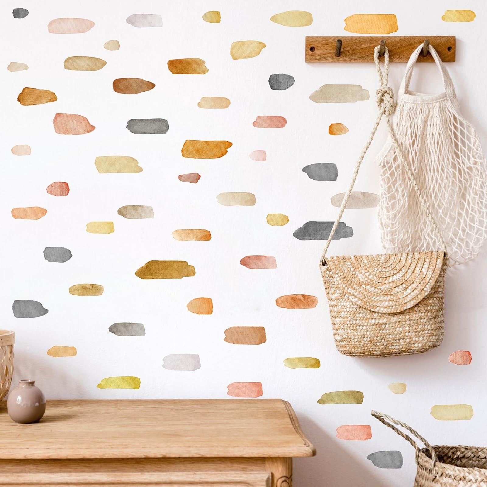 Peel and Stick Watercolor Wall Decals – Boho Brush Stroke Stickers for Nursery &