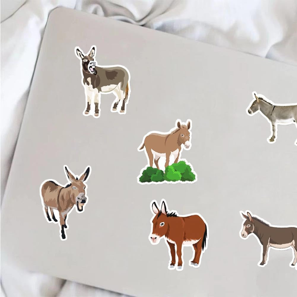 50Pcs Donkey Stickers Waterproof Vinyl Decals | Peel & Stick Sun-proof Removable