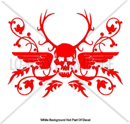 Antler Skull Awesome Ornate Graphic Design Superior Quality Die Cut Vinyl Decal