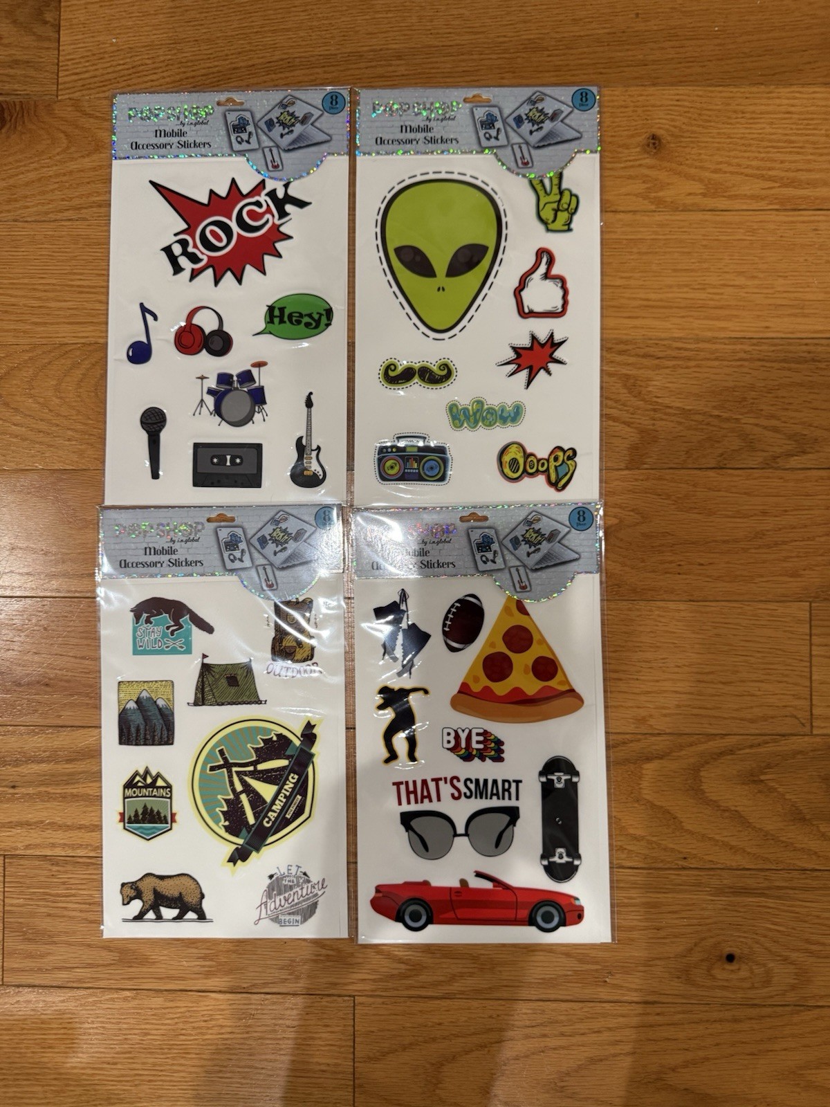 Pop Shop Mobile Accessory Stickers Tiger Pizza 8pc Lot Of 4