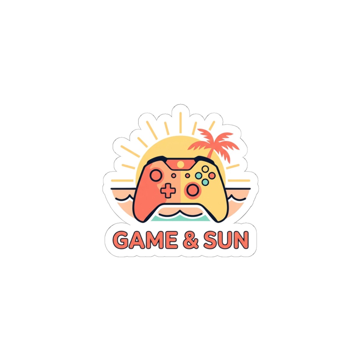 Game & Sun controller sticker summer aesthetic coastal vibe retro kiss-cut