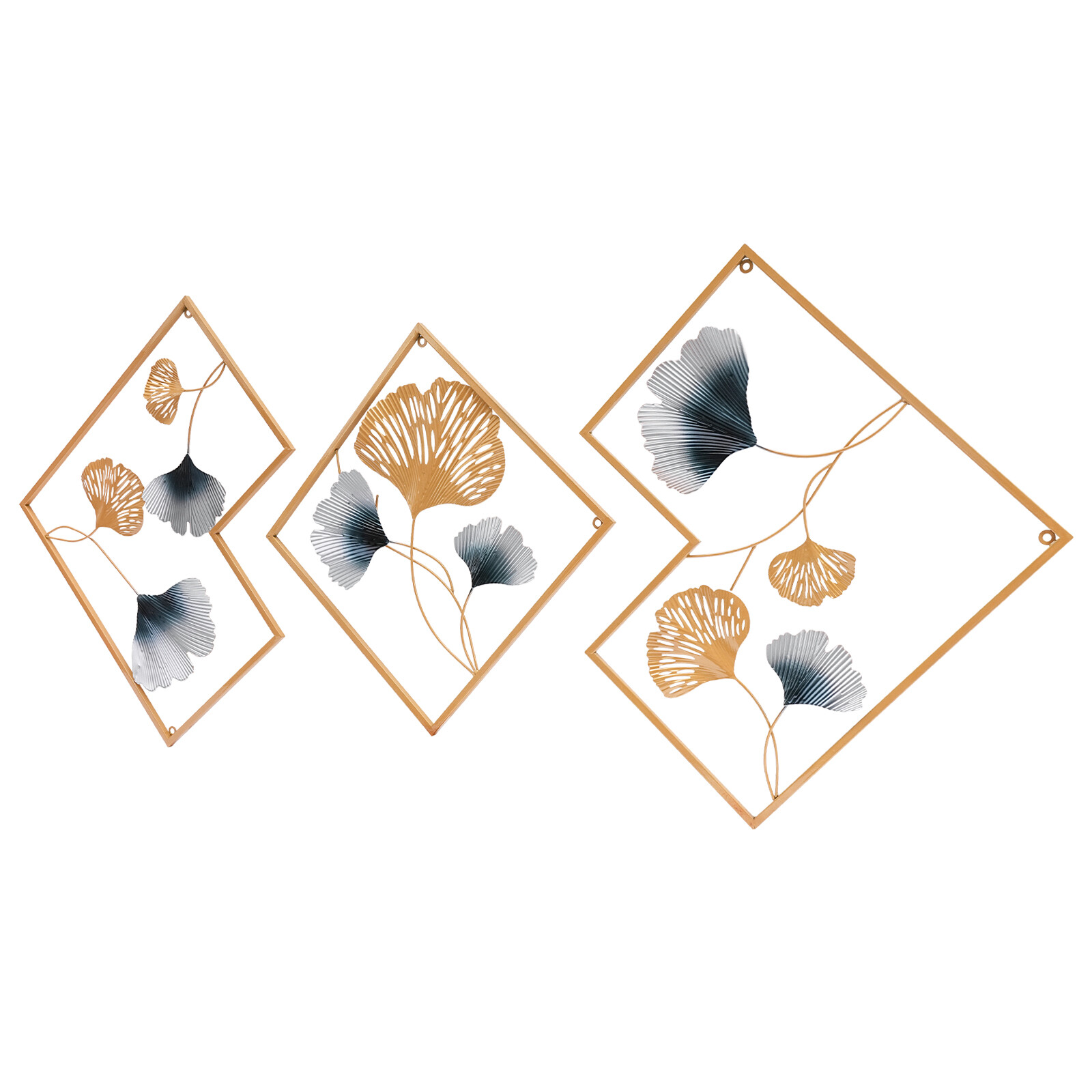 Wall Sculptures Home Decor Golden Ginkgo Leaf 3d Wall Metal Art For Home Decor