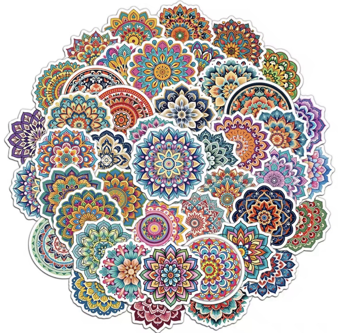 Mandala Style Stickers 50pc Colorful Mandala Pattern Mix Stickers FREE SHIPPING