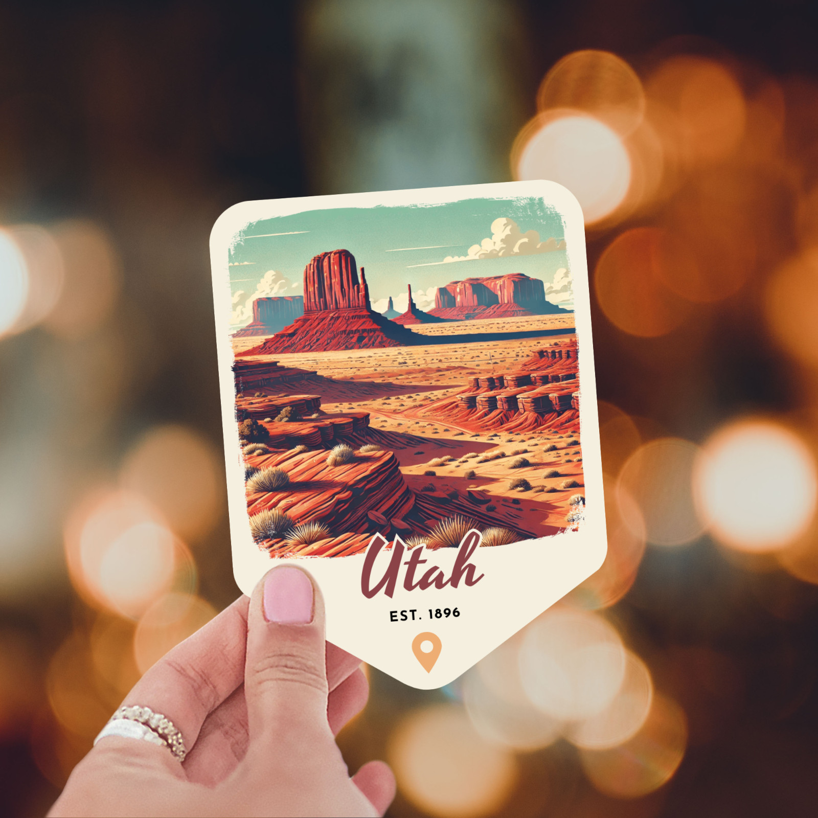Utah Retro State Sticker Travel Vinyl Decal for Laptop Water Bottle Car