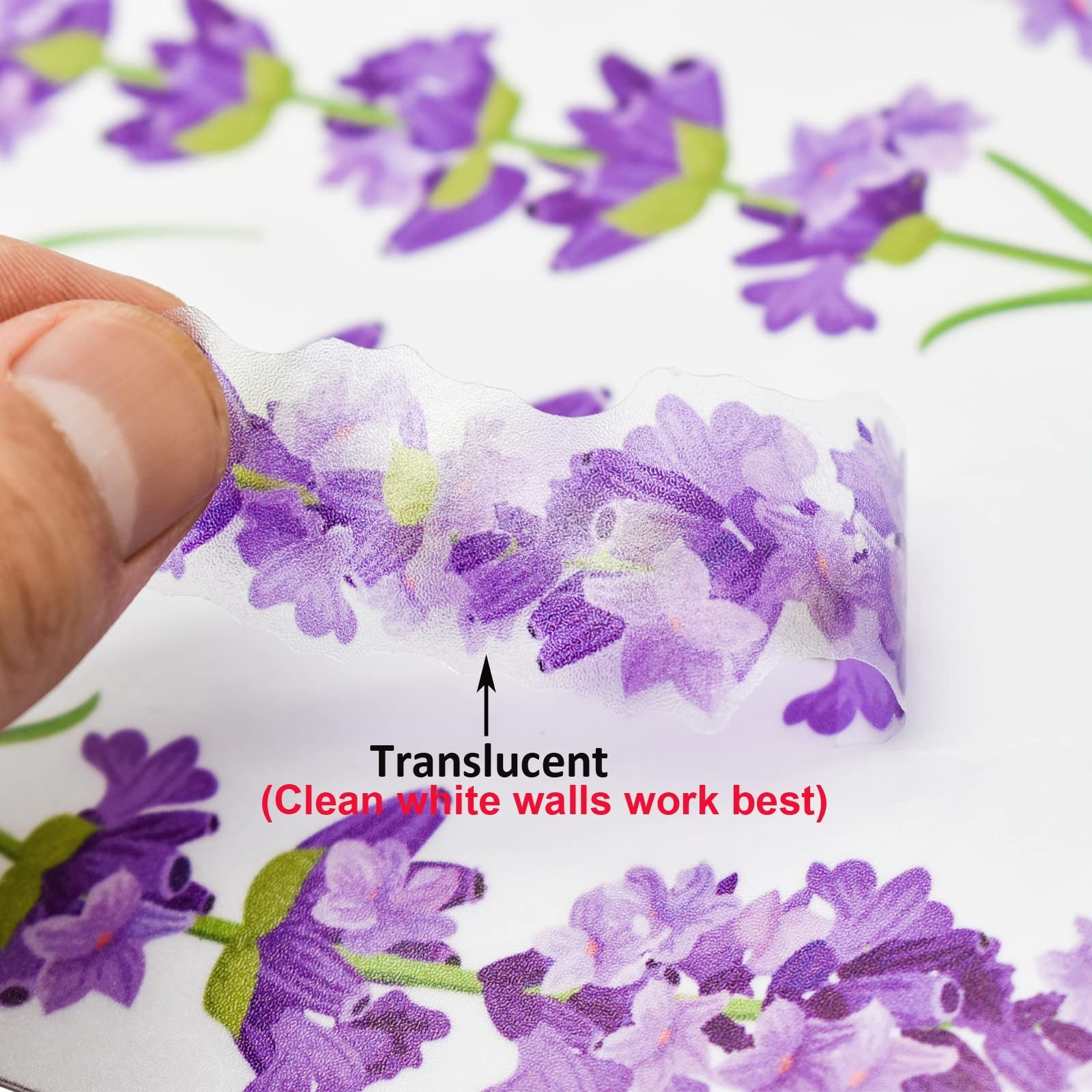 Maydahui 6 Sheets Lavender Flowers Wall Decals Garden Purple Floral Wall Corn…