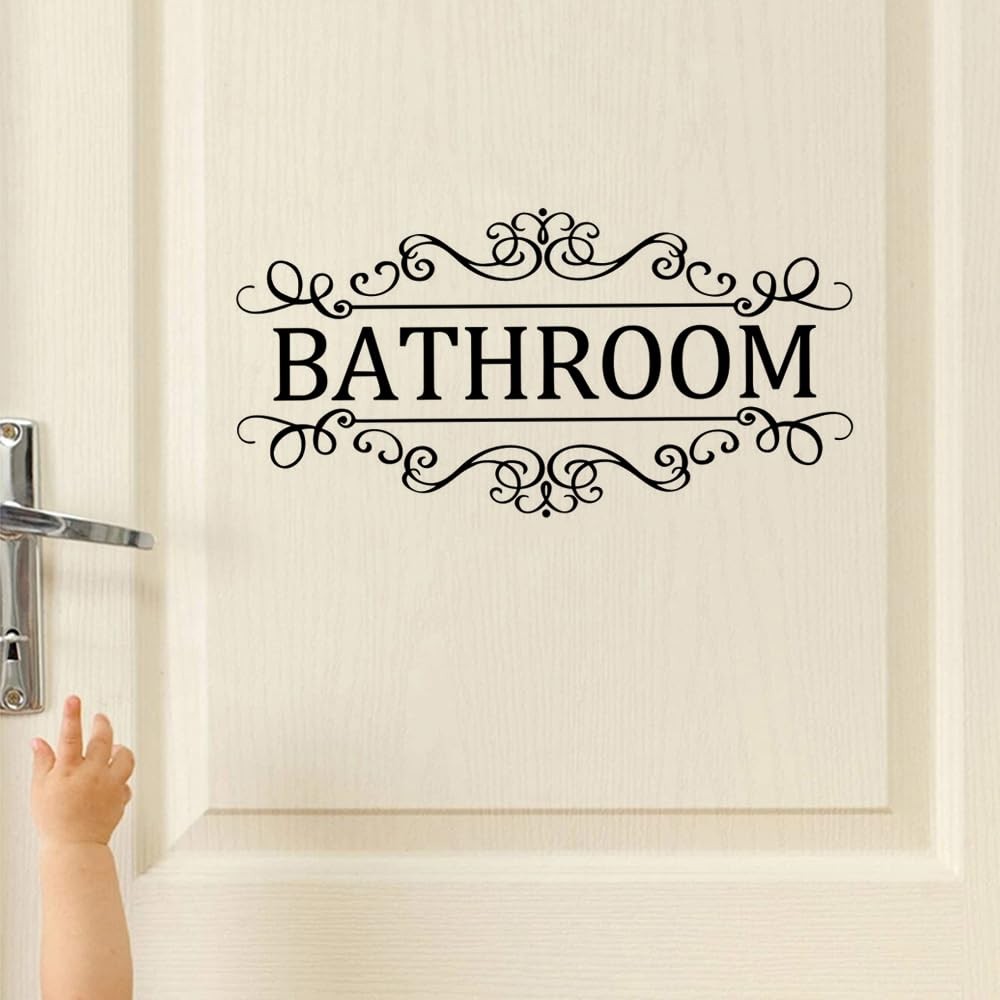 DIY Removable Bathroom Sign Door Decal Accessories Wall Sticker Home Black