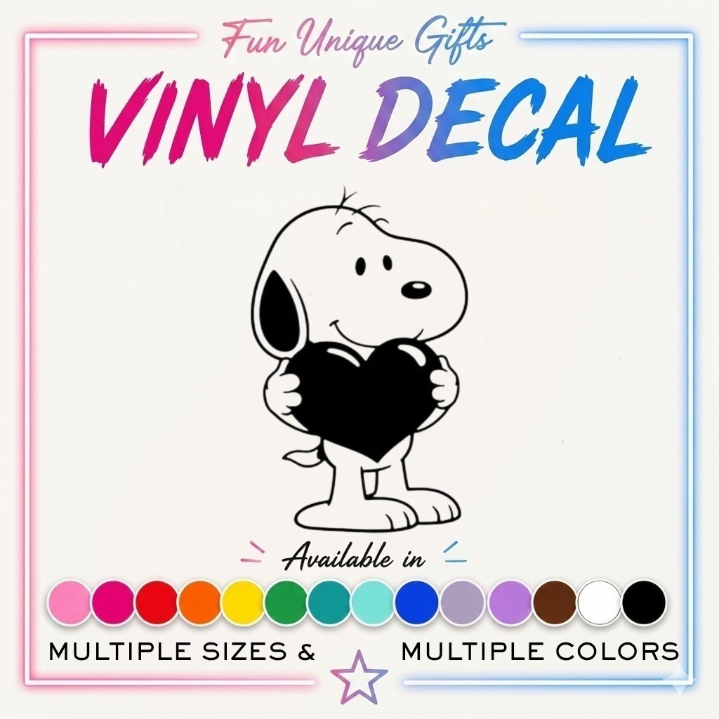 Snoopy Heart Vinyl Decal Sticker -Multiple Colors & Sizes- SHIPS FREE!