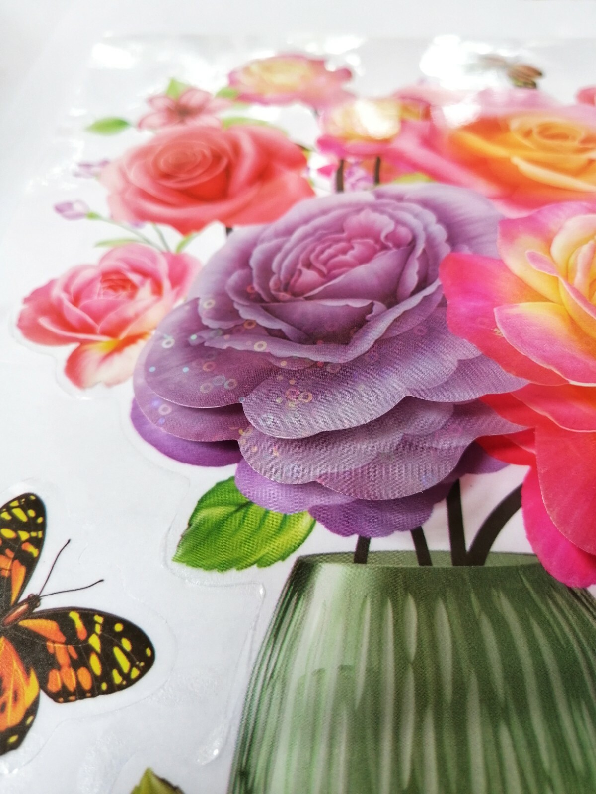 3D Beautiful Home Decoration Wall Art Sticker Flower Vase with Butterflies NEW