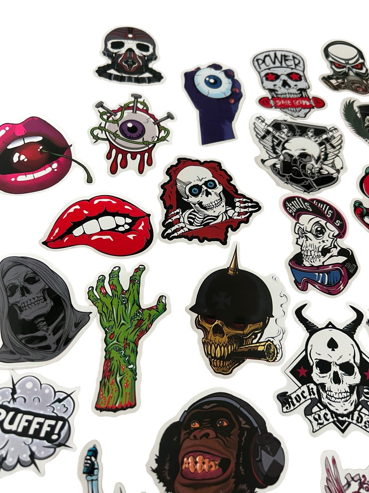 50pc Edgy Sticker Pack – Waterproof Vinyl – Skull Zombie Rock Streetwear Art