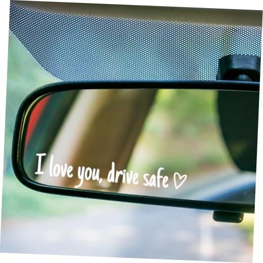 White Cute Car Stickers Upgrade I Love You Drive Safe Mirror Stickers – 3 Pcs