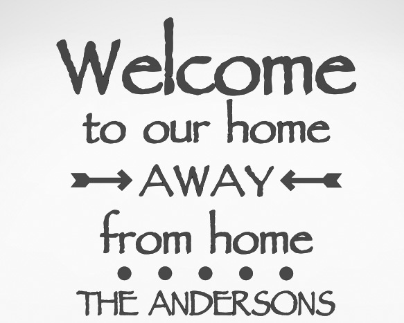 Personalized WELCOME TO OUR HOME AWAY RV Camper Trailer Camp Vinyl Decal Sign