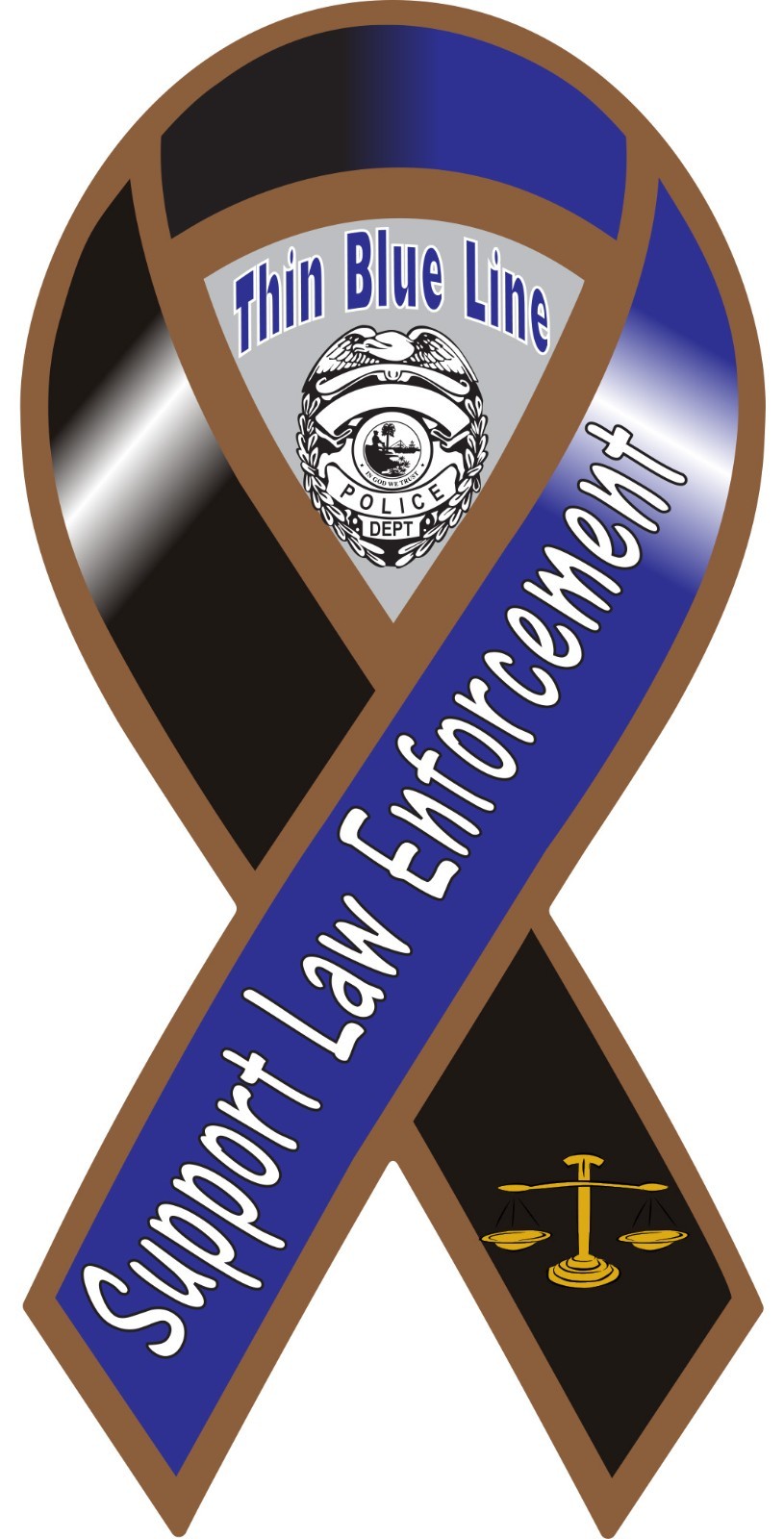 Support Law Enforcement Ribbon Vinyl Decal Sticker Choose Size thin blue line