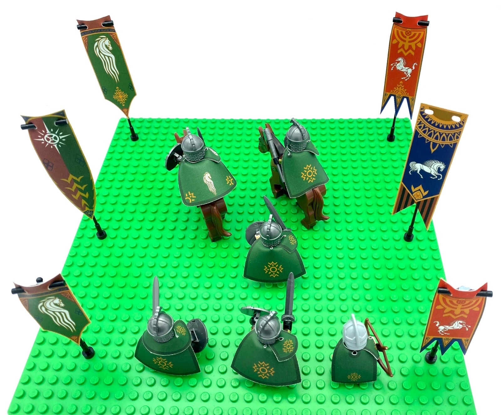 x30 Custom Lord of the Rings Banners, Flags, Capes for Rohan Kingdom (fits Lego)