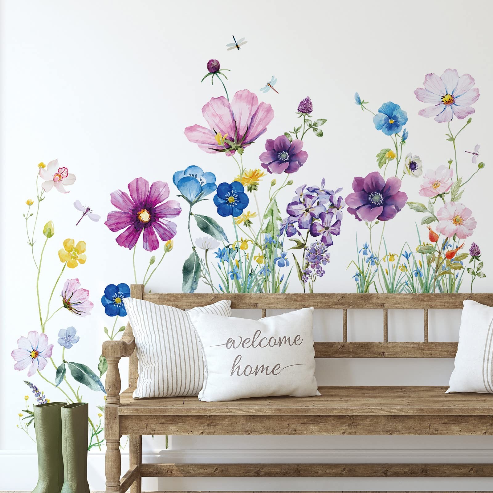 Zonon 6 Pcs Flowers Wall Decals Stickers Vinyl As Shown in the Picture