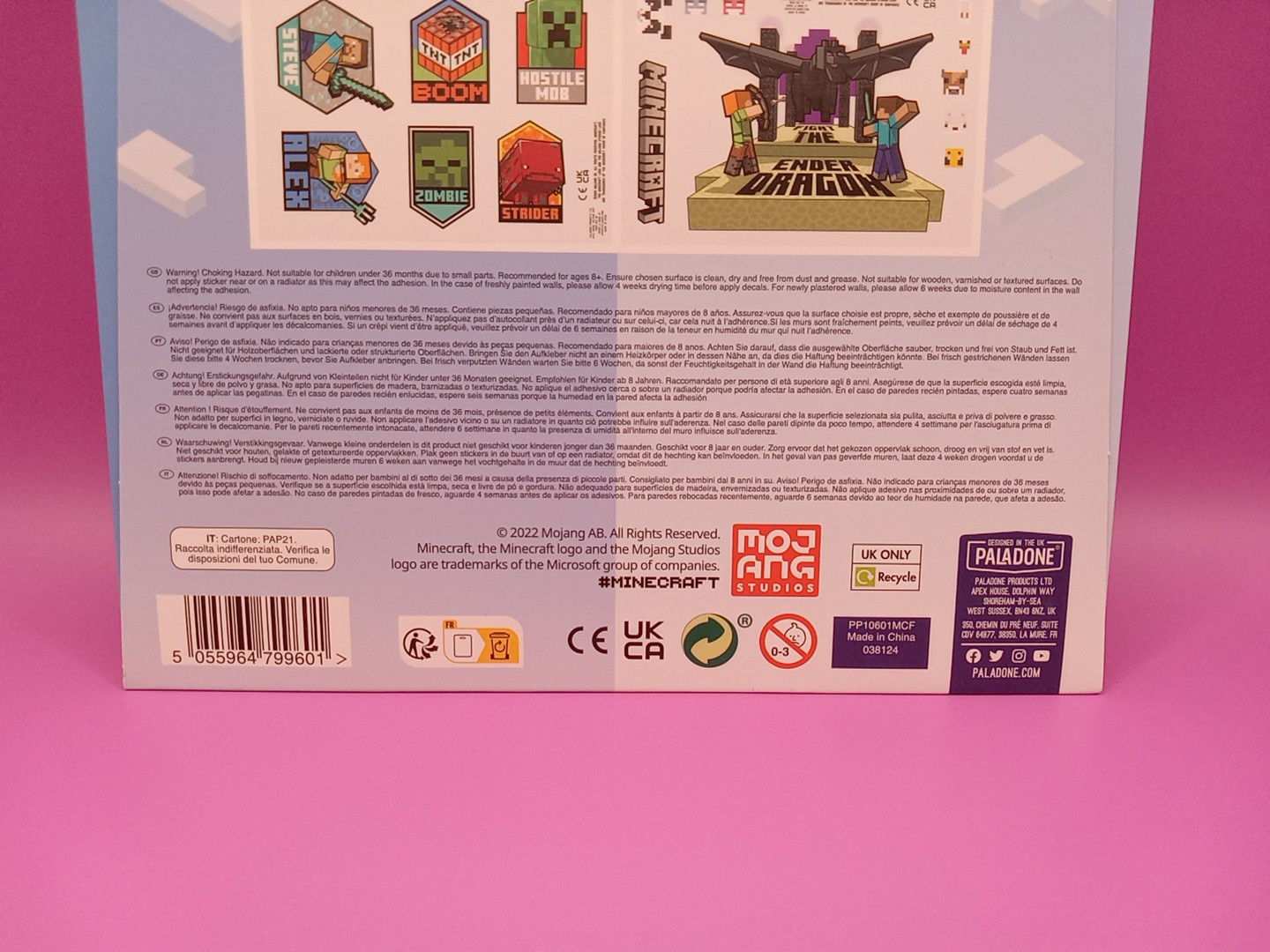 MINECRAFT Desktop Decals (44 Pieces Included) Reusable • Waterproof • Mojang NEW
