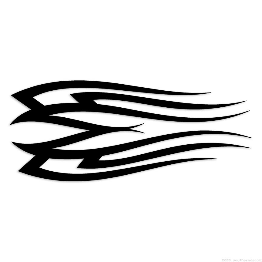 Tribal Pinstripe Flames – Decal Sticker – Multiple Colors & Sizes – ebn7406