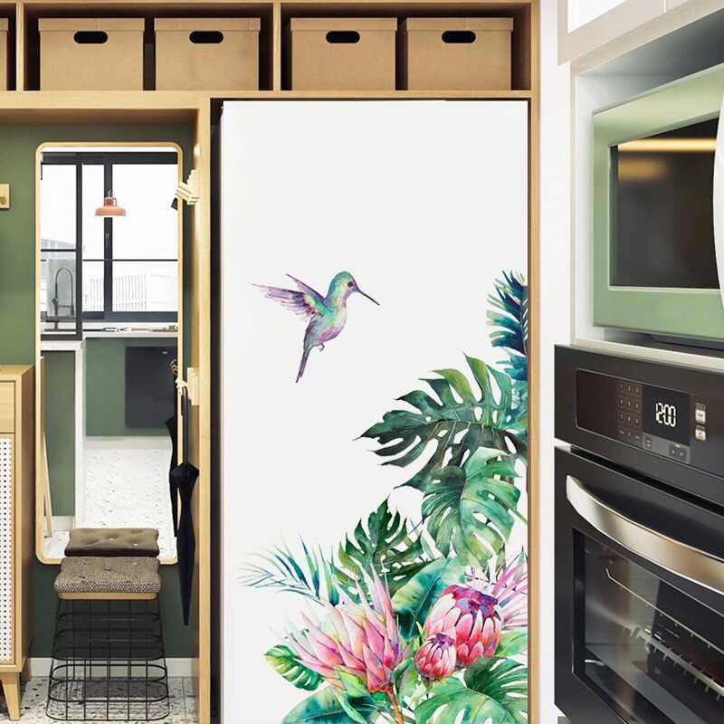 Removable Tropical Leaves Flowers Bird Wall Stickers Bedroom Living Room Decor