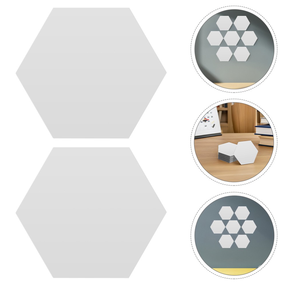 48 Pcs Decorative Wall Mirror Decal Modern Geometric Sticker Hexagon Tiles