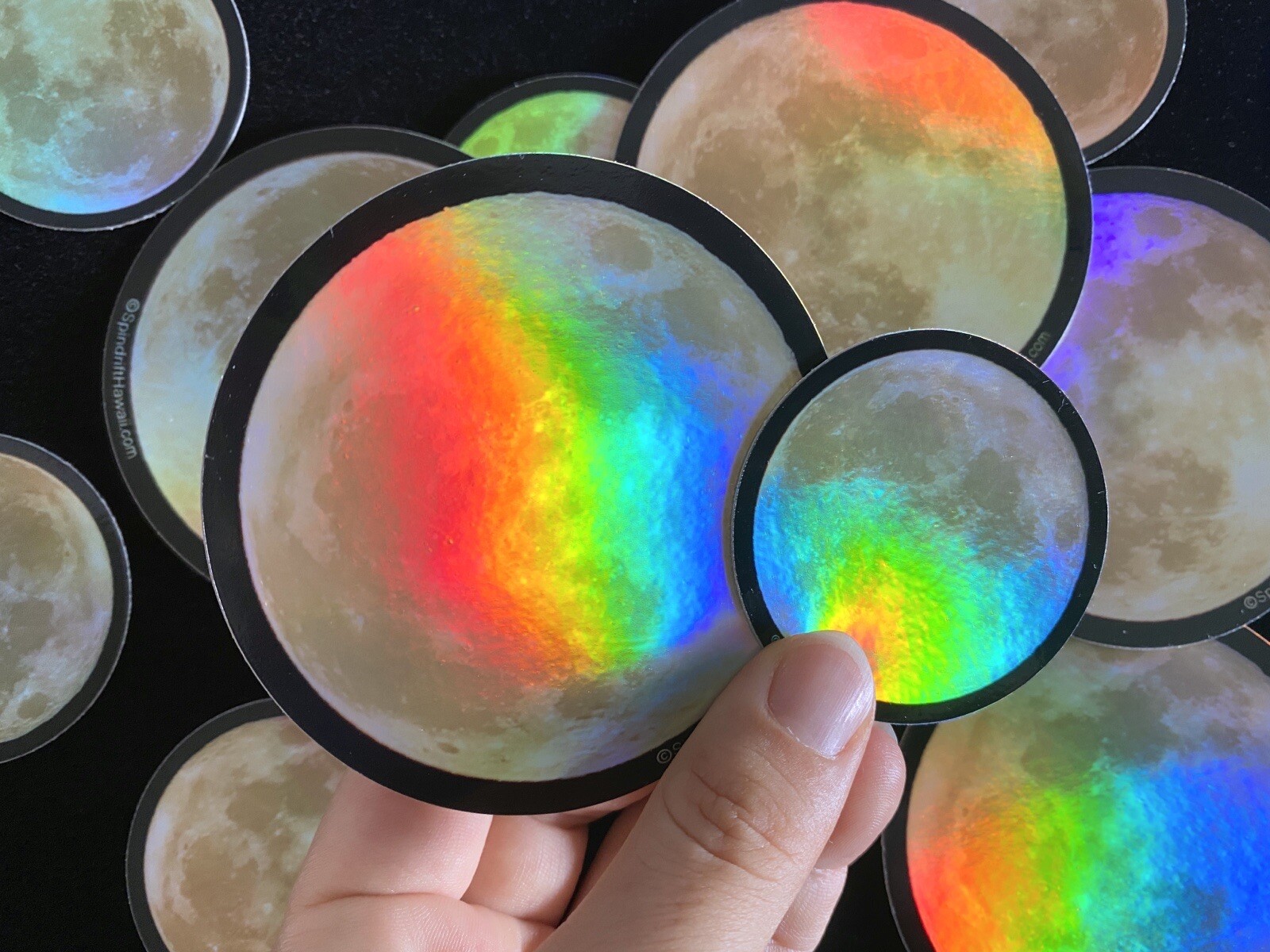 Holographic Full Blue Moon Circle Vinyl Die Cut Sticker