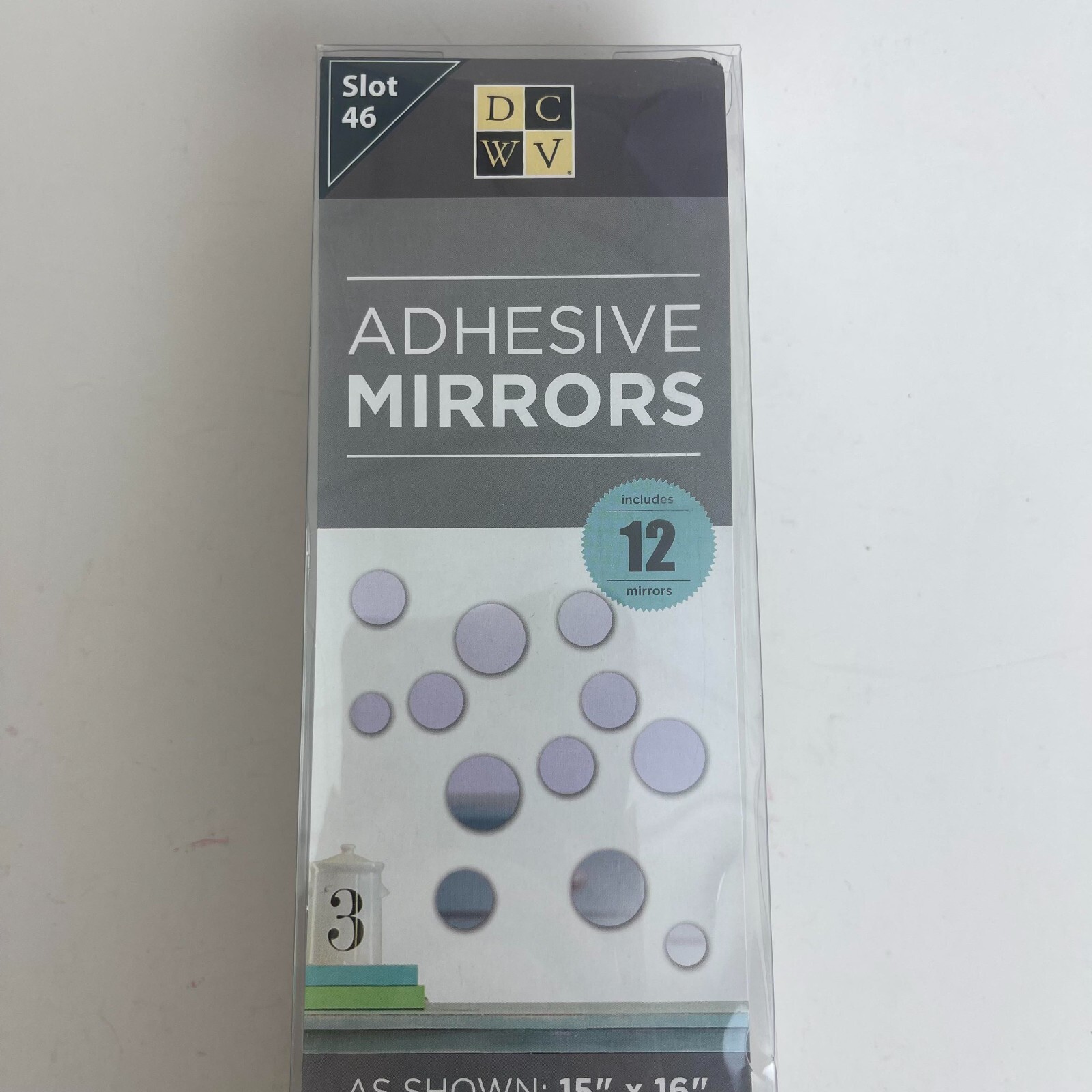 12 Adhesive Small Removable Round Acrylic Mirror Setting Wall Sticker 2-3” Each
