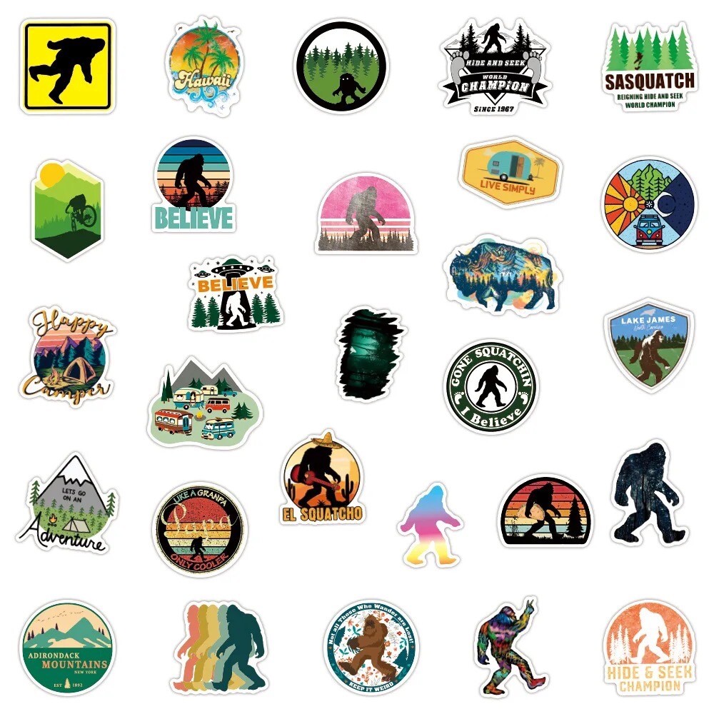 20 Random Bigfoot Stickers Sasquatch Nature Adventure Decals Yeti Free Shipping!