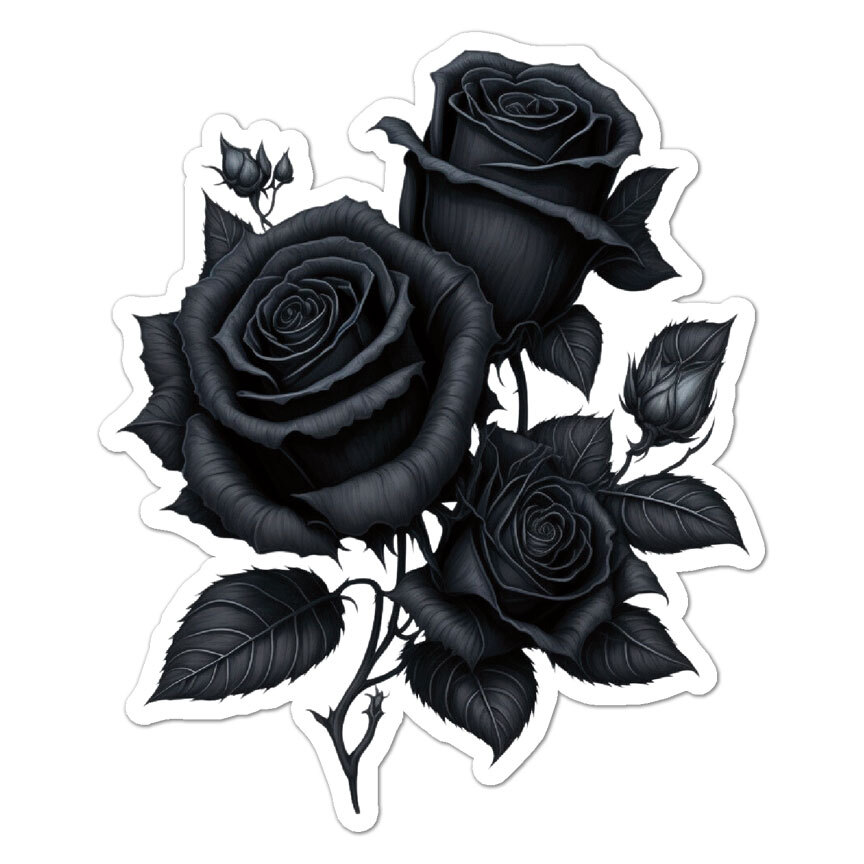 Black Roses, Vinyl Decal Sticker, Indoor Outdoor, 3 Sizes, #9483