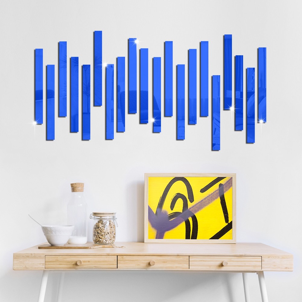 Long Strip Acrylic Mirror Stickers Set of 10 for Creative Spaces 5x20CM
