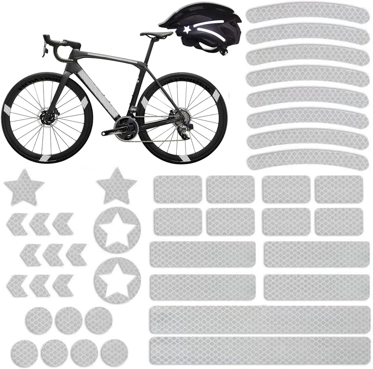 42Pcs Reflective Stickers, Reflective Decals Multi Shapes Kit, Waterproof Outdoo