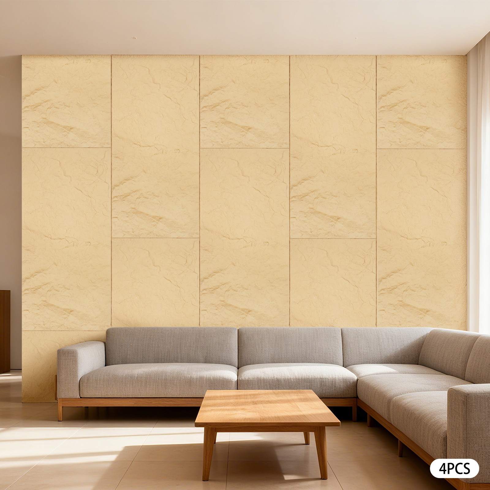 4PCS PU Wall Panels Decor Faux Stone Panel Decoration for Interior Home/Office