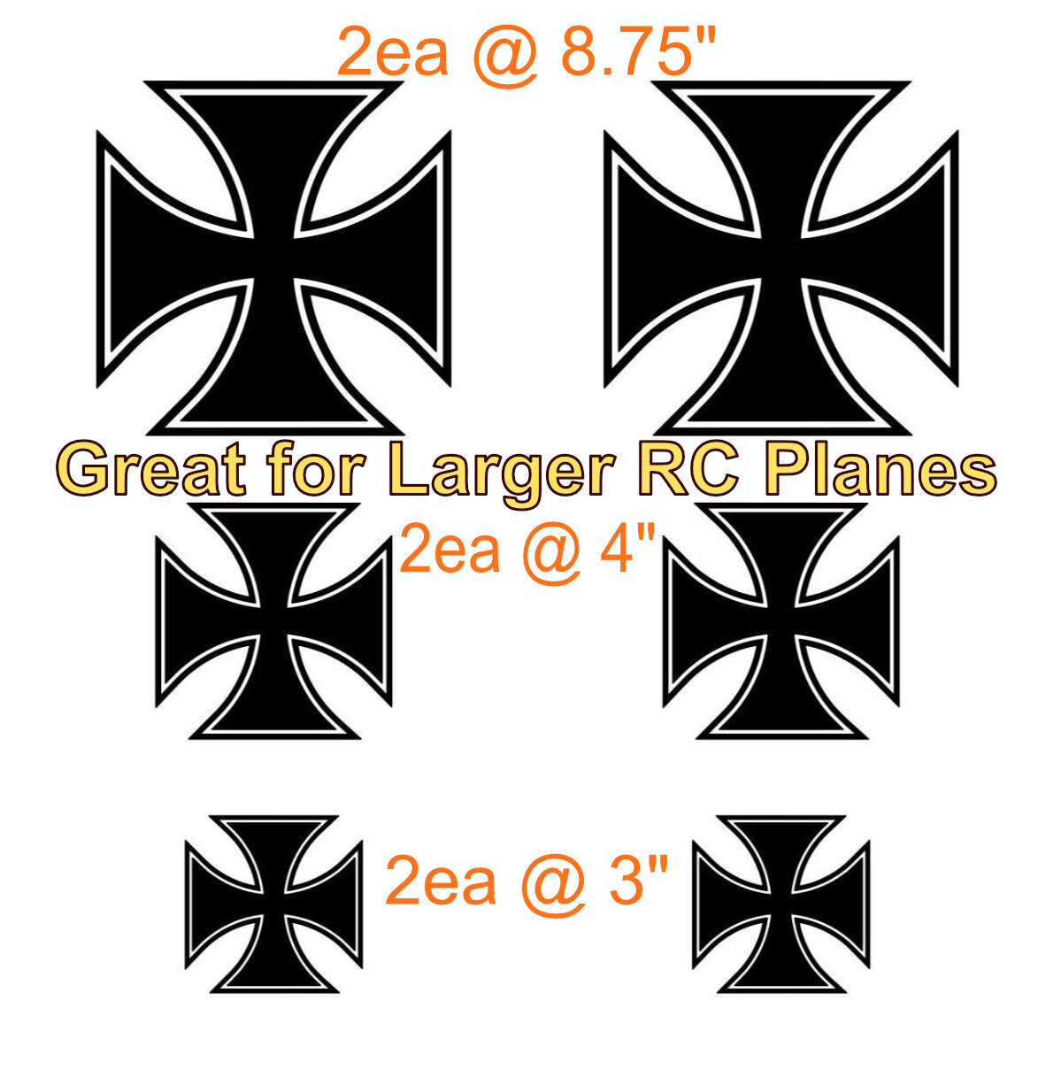 German Maltese Vinyl Decals Set of 6 Stickers – For Larger RC Planes Models