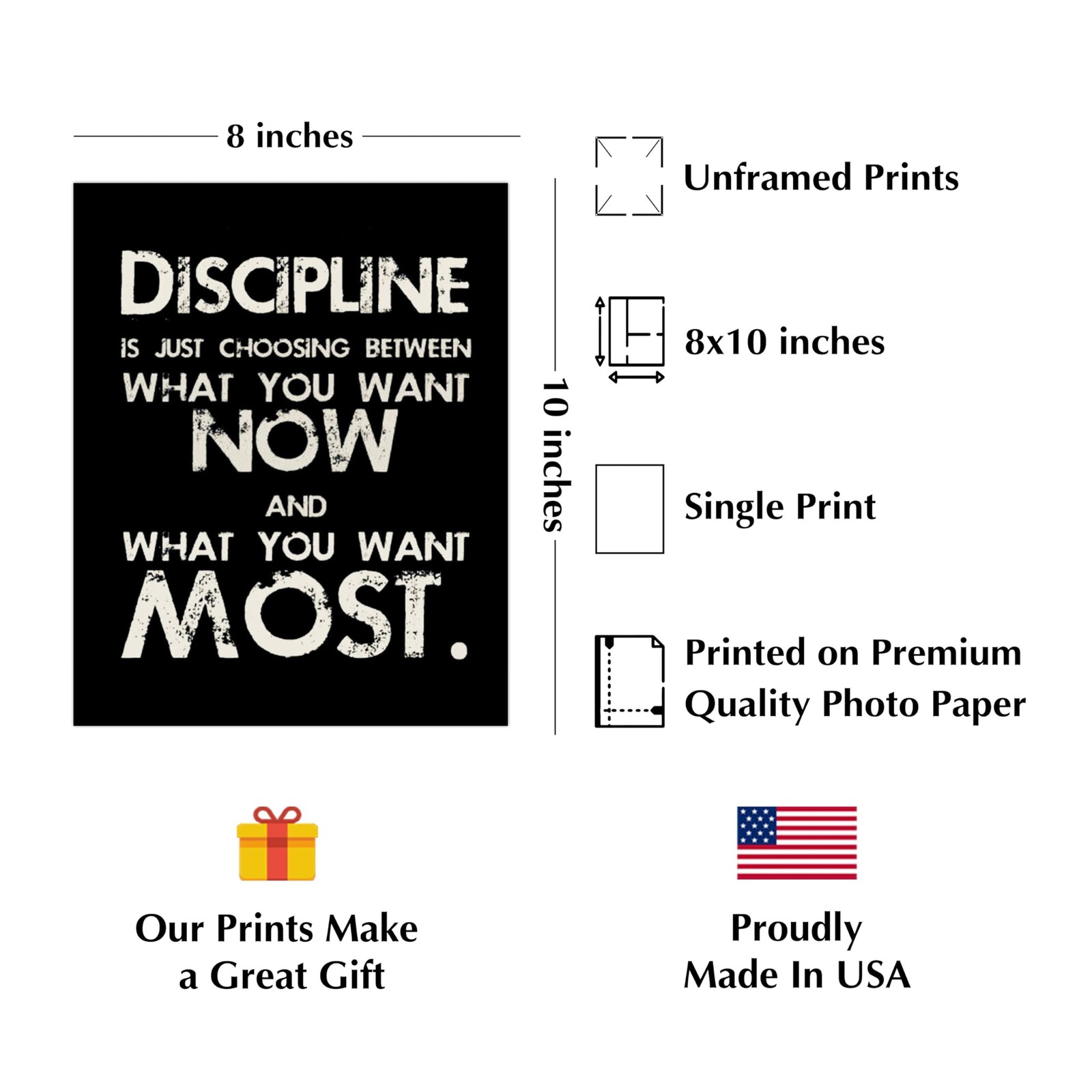 Discipline Motivational Wall Art Print – Motivational Wall Decor for Home, Of…